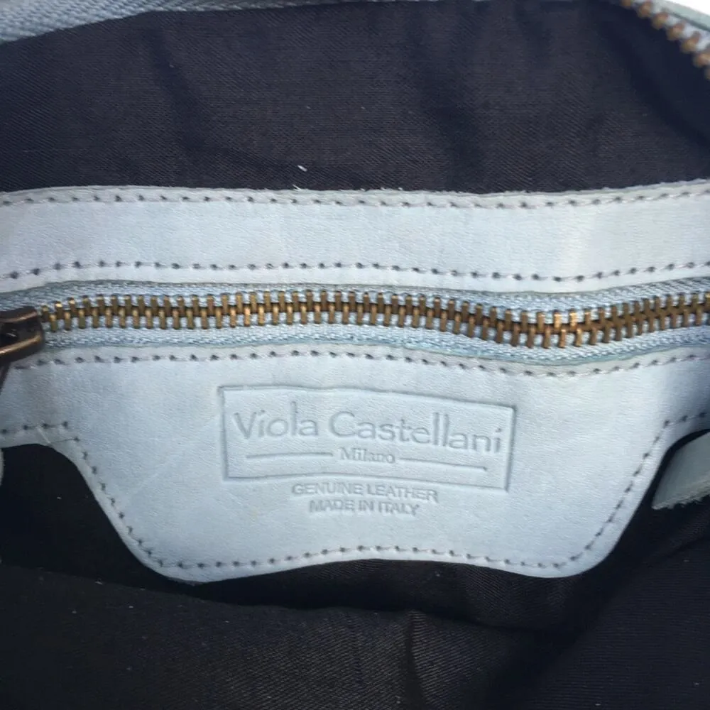 New Viola Castellani Leather Distressed Cross … Blue - Image 6