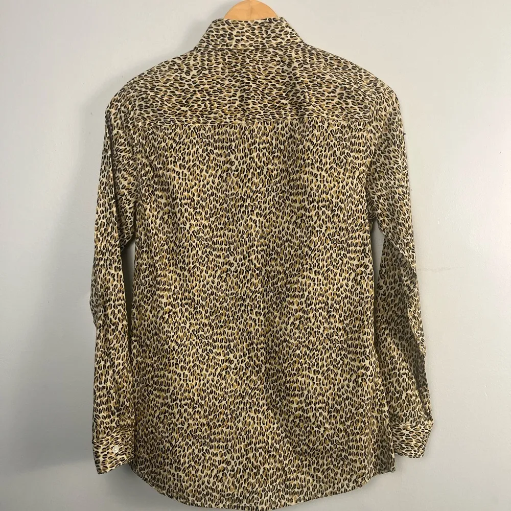 J. McLaughlin Womens Multicolor Leopard Print Long Sleeve Button Up Shirt XS - Image 6