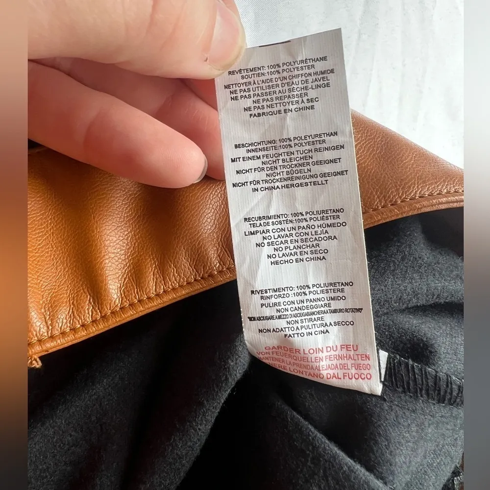 PrettyLittleThing Black Brown PU Faux Leather Panel Wide Leg Pants 0 - Image 11