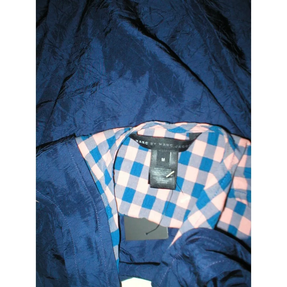 NWT $258 New Womens Marc Jacobs Silk Sleeveless Top Blue Pink Checks M Cowl Back - Image 8