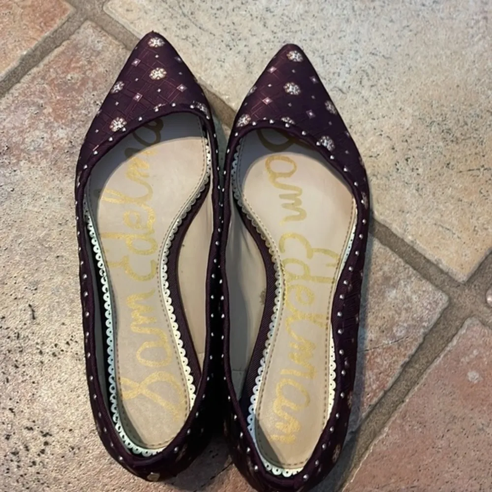 Sam Edelman maroon &  gold floral print ballet flat - Image 5