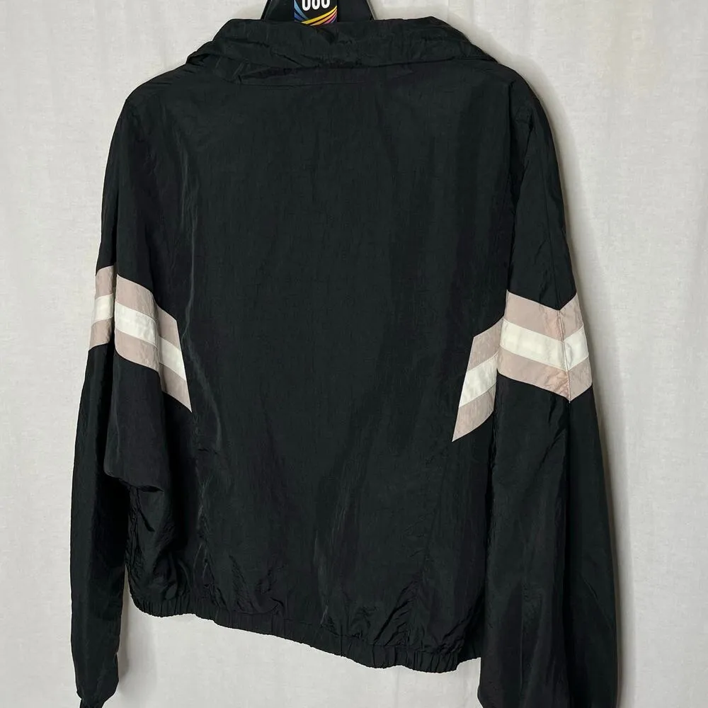 Garage Black White Full Zip Windbreaker Jacket Size Large Boxy Fit  Streetwear - Image 5