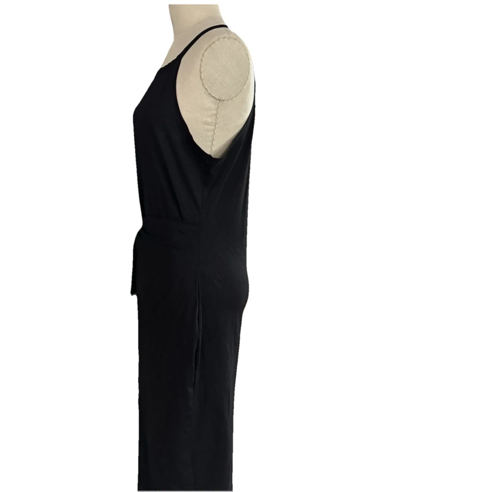 Womens Casual Sleeveless Tank Black Midi Dress Halter Neck Tie Wait Body ConXL Size XL - Image 6