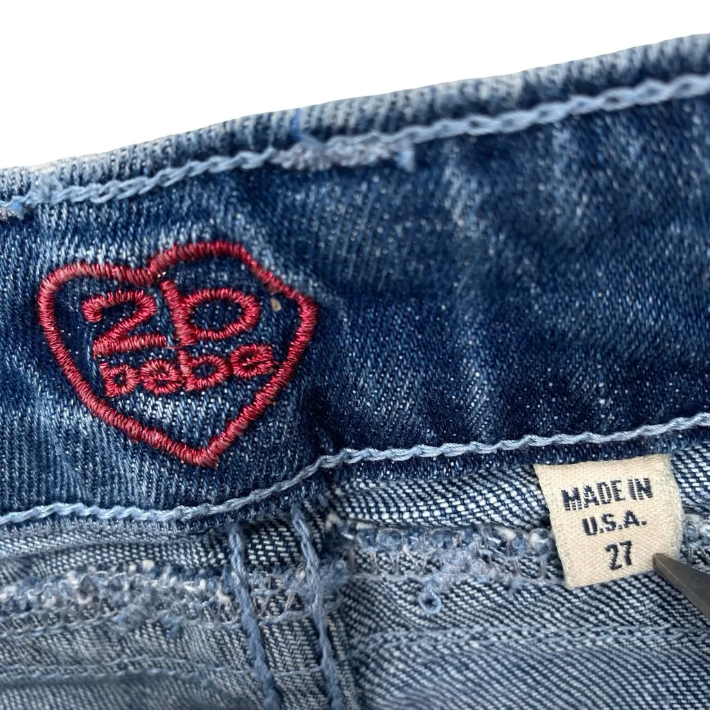 2B Bebe Womens Bootcut Jeans Embellished Embroidered Heart Size 27 - Image 8