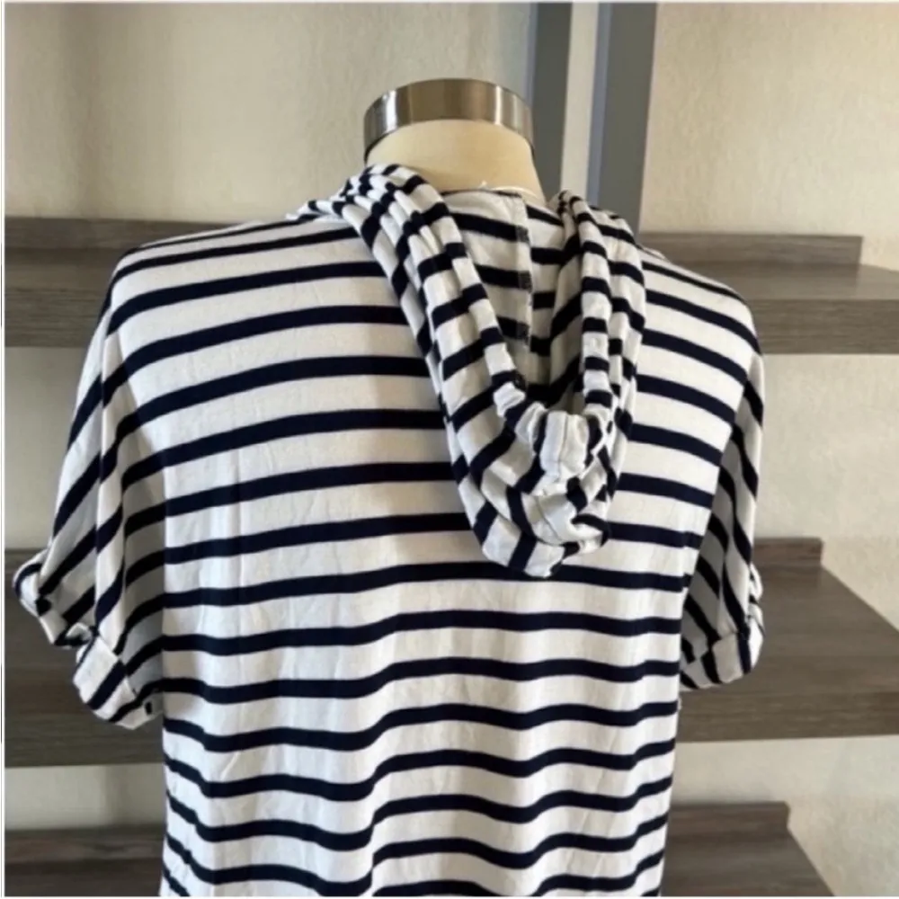 Cable & Gauge Striped Hooded Swim Coverup Dress - Image 7