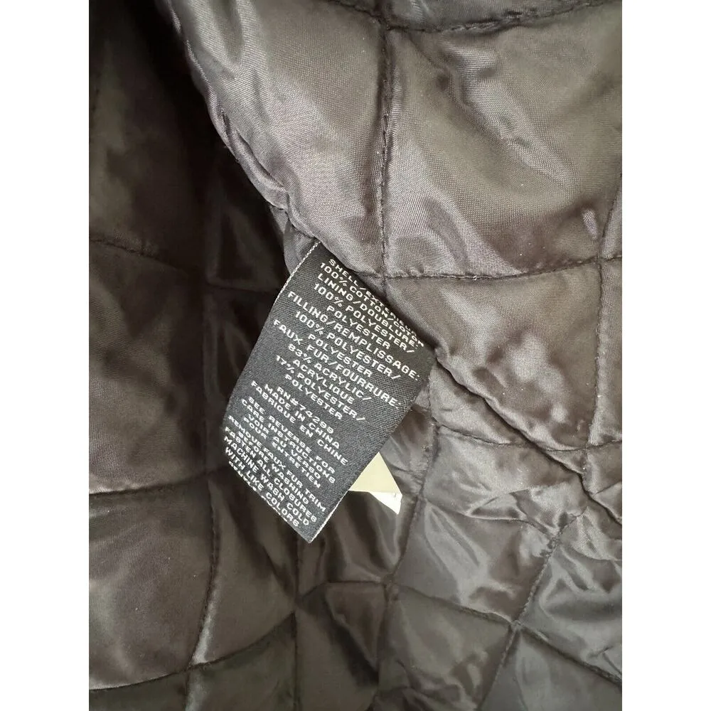 Madden Girl Green Camo Faux Fur Hooded Full Zip Winter Coat Juniors Size Large - Image 10