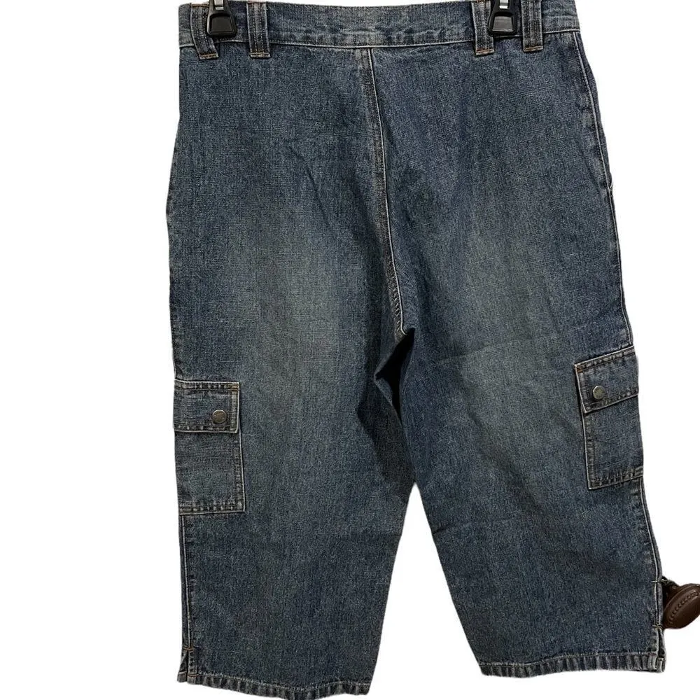 Riveted by Lee Medium Wash Denim Cargo Utility Carpenter Grunge Bermuda Shorts - Image 5