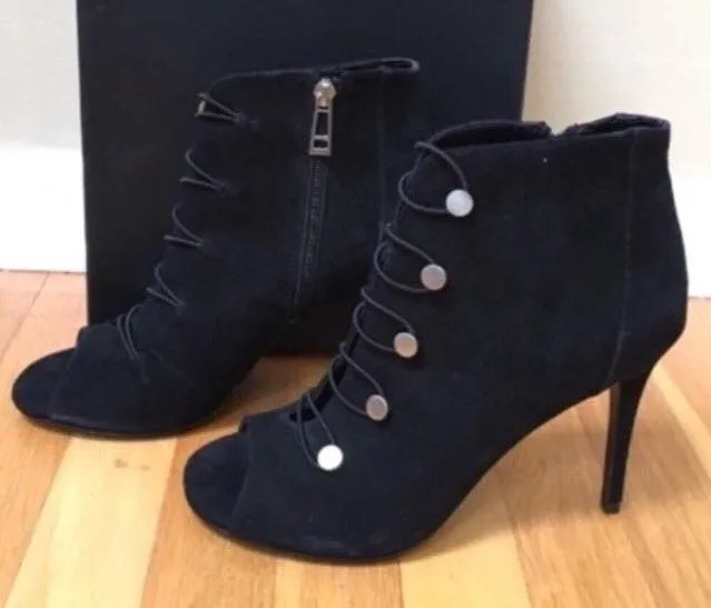 CHARLES DAVID Suede Peep Toe Booties - Image 6