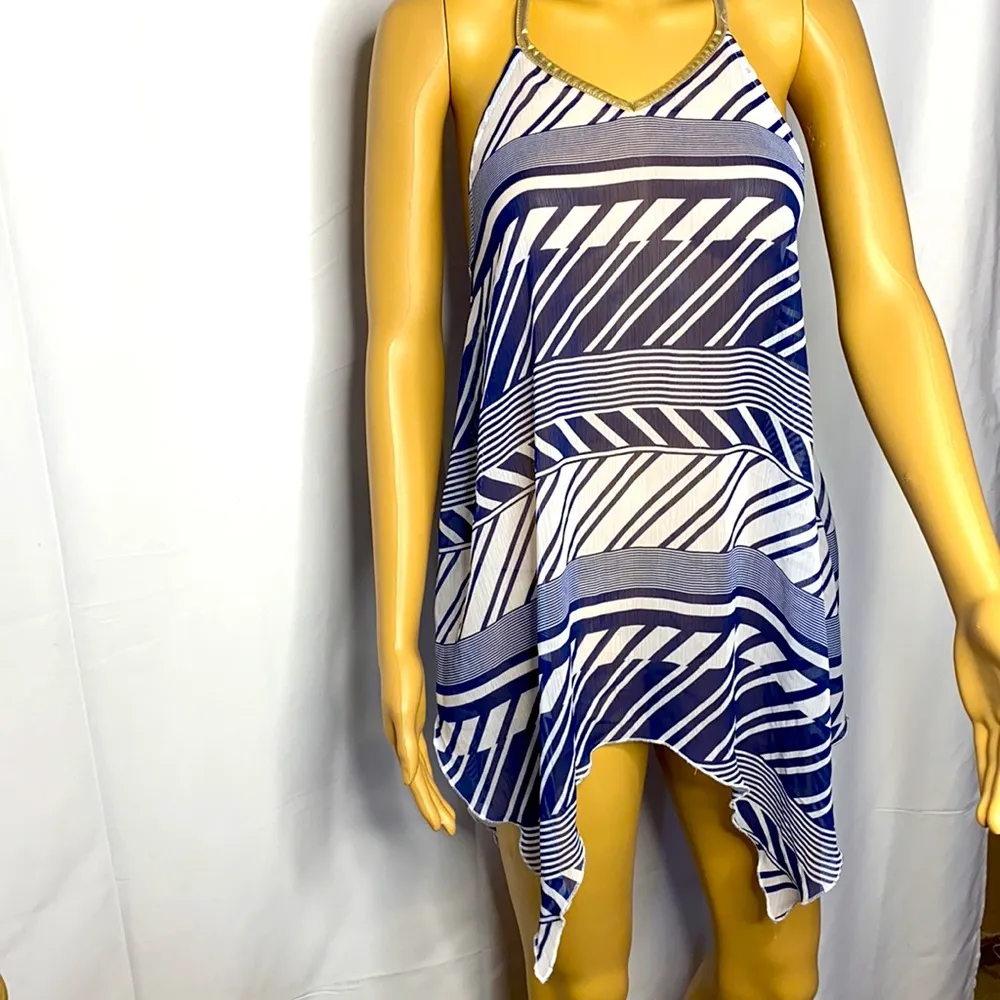 Tommy Bahama White/ BlueStaples gold string Tunic - Image 3