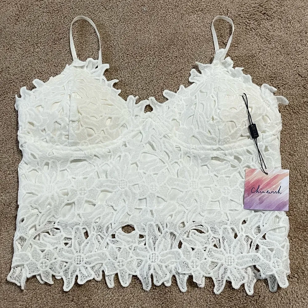 Chicwish Cropped Crochet Tank Top - Image 4