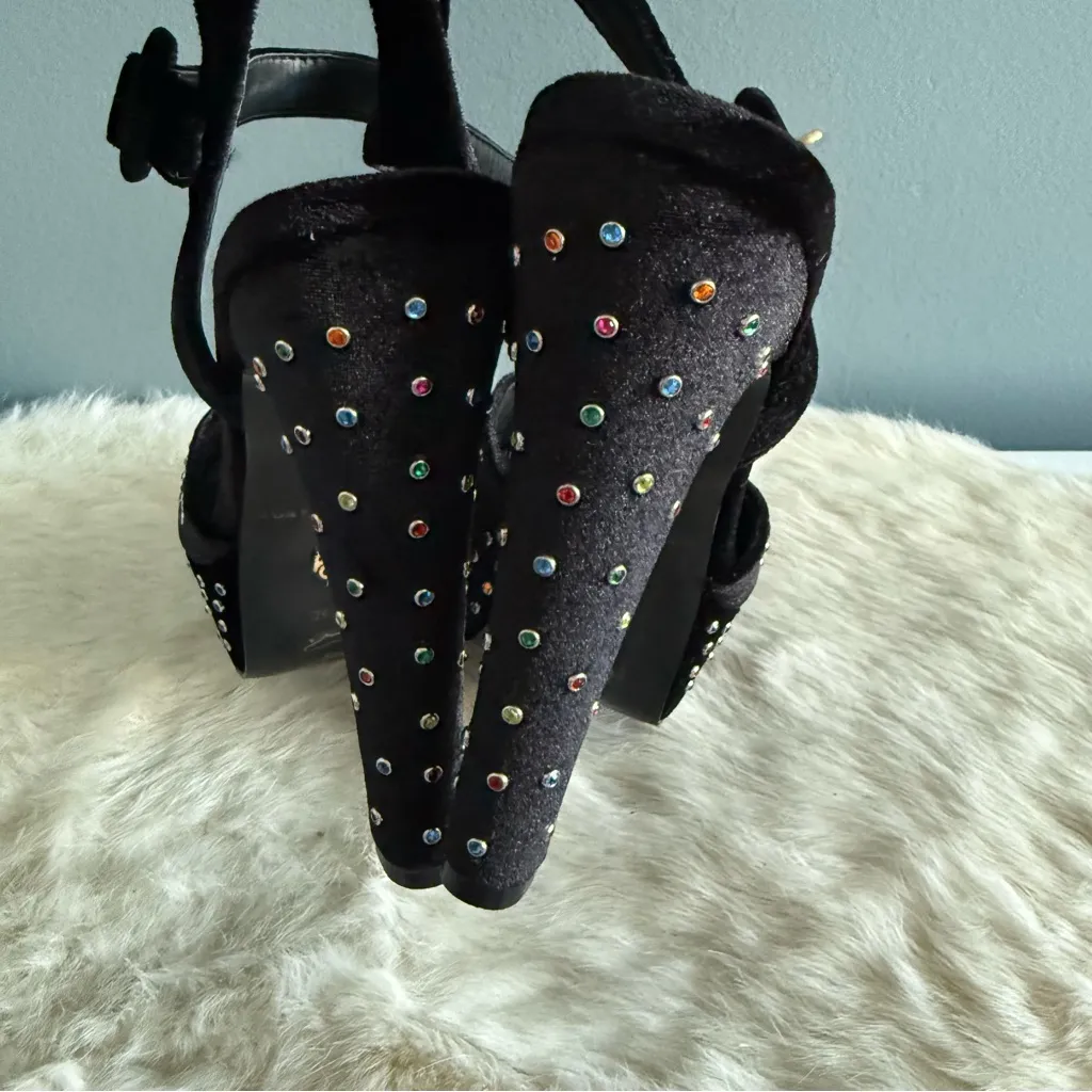 Kurt Geiger London Molten Velvet Stud Platform Heels - Image 9