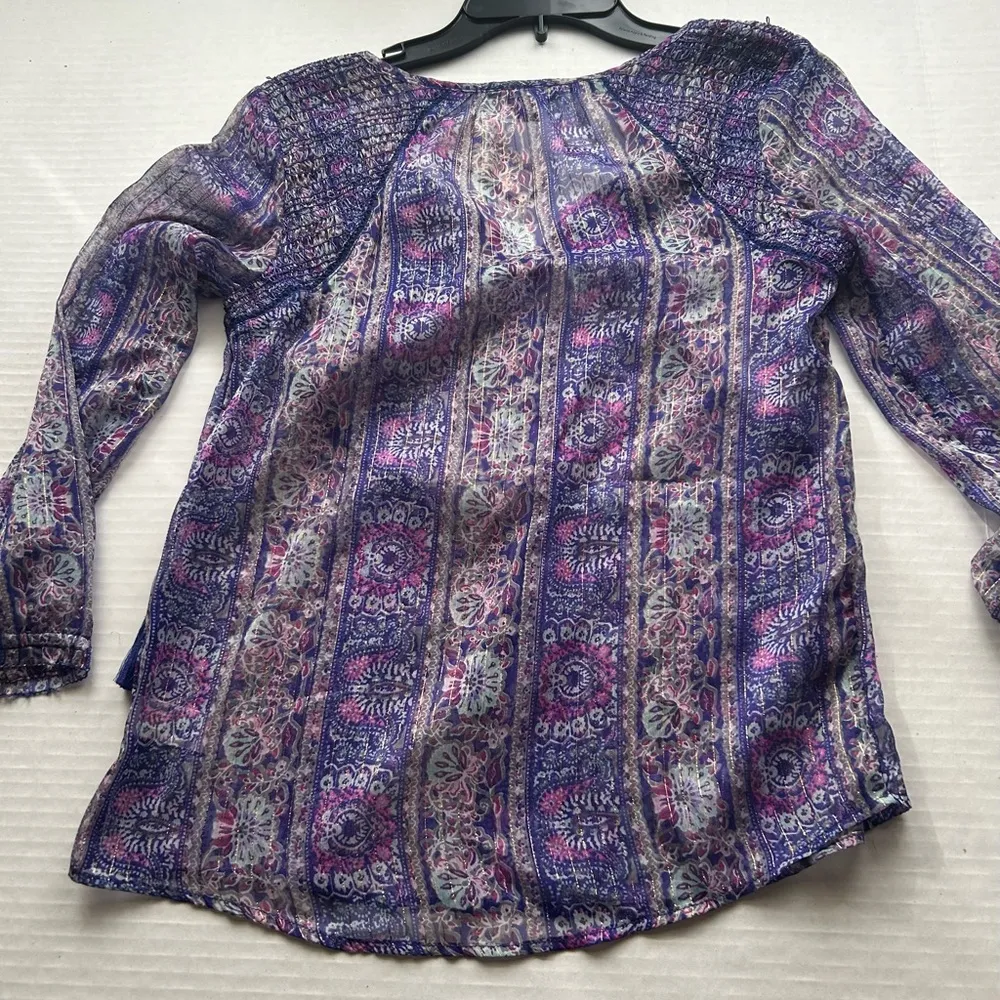 American Eagle pink and purple long sleeve Boho Top, size Extra Small - Image 6