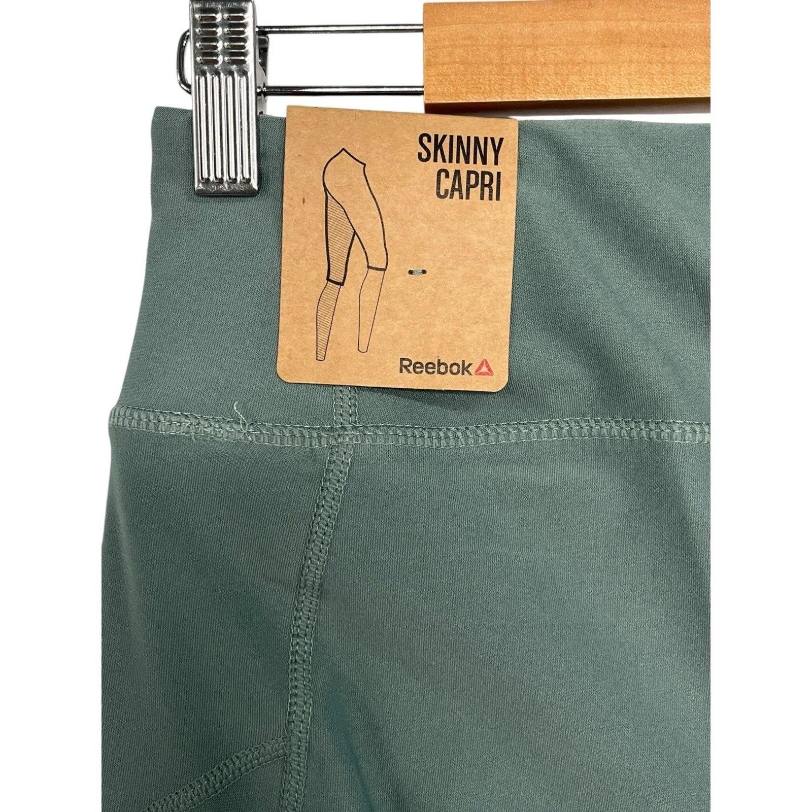 Reebok Leggings Womens Large Green Skinny Capri Training Stretch Athletic Gym - Image 9