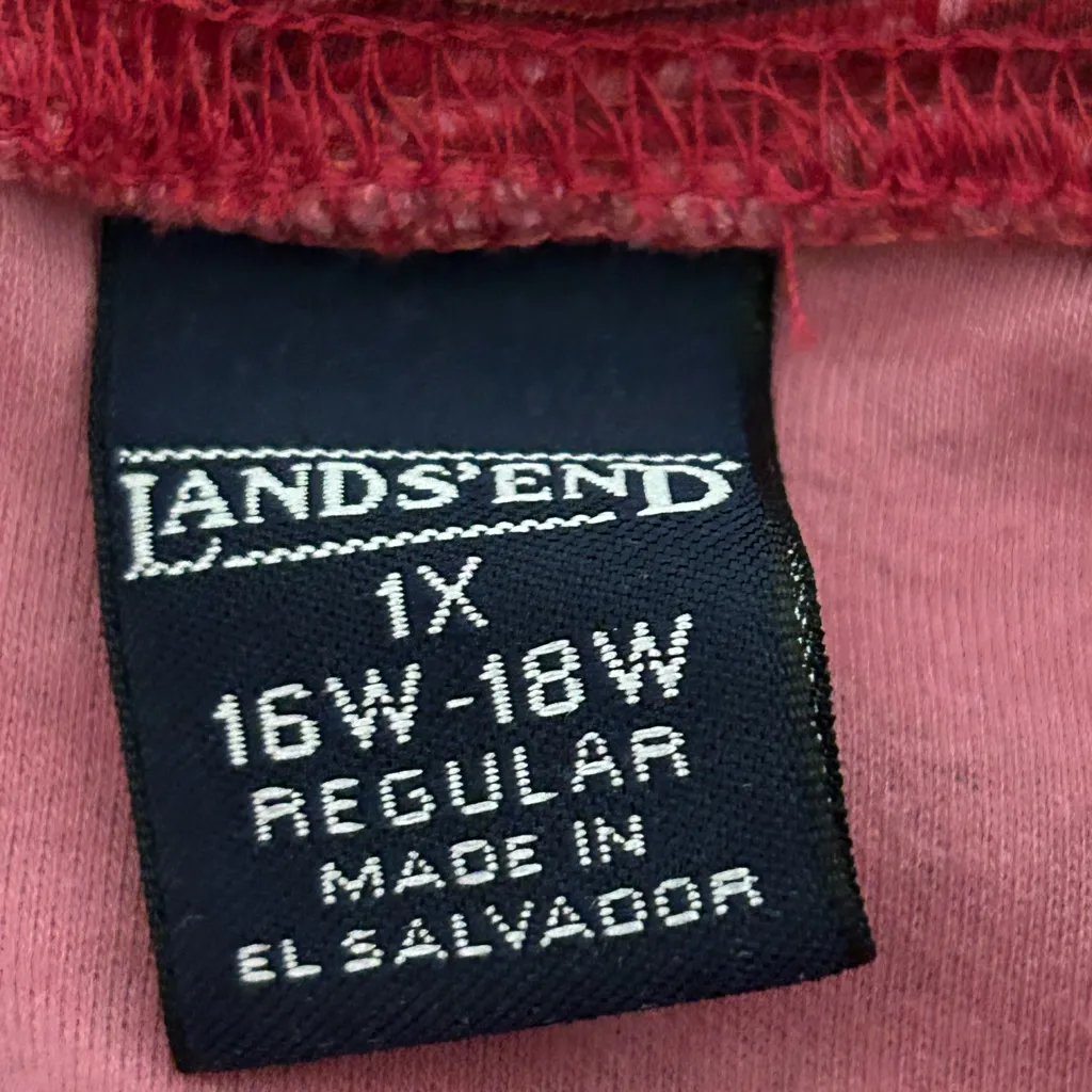 Lands End Paisley Turtleneck Top Red Pink Size 1X 16W / 18W - Image 4