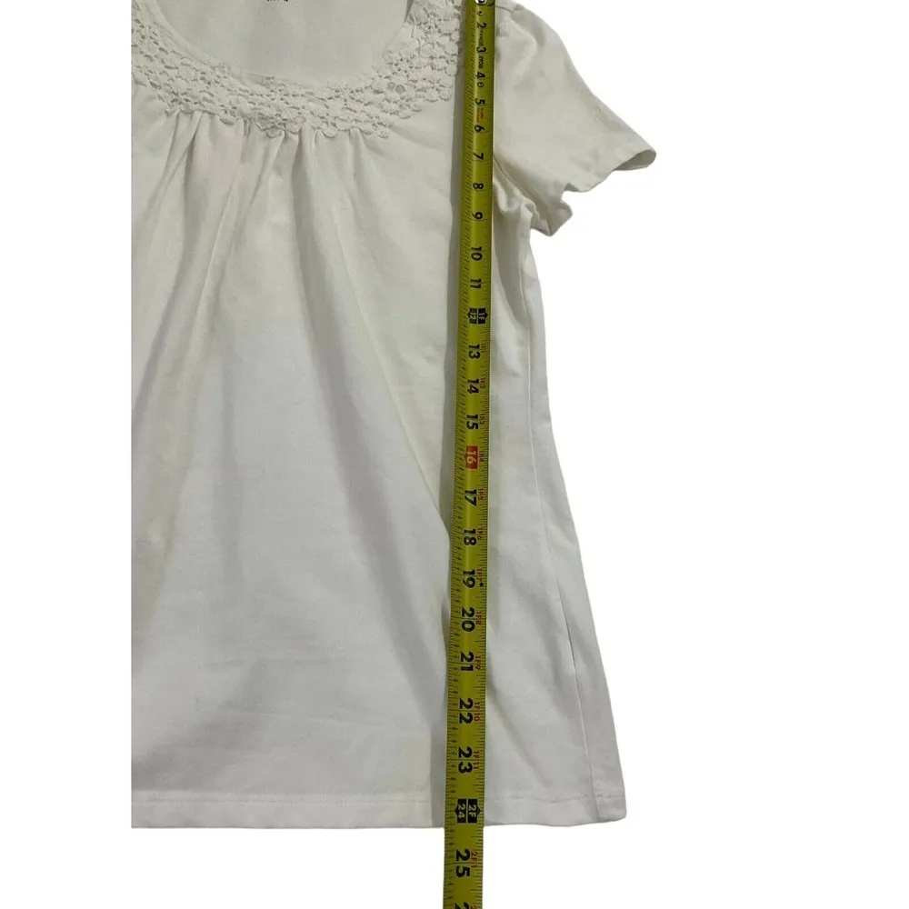 Charter Club Women Size Medium Cream Blouse Shirt Cotton (18-309) - Image 6