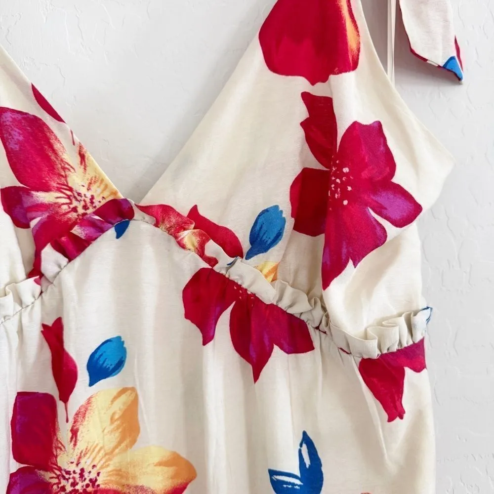 Anthropologie Skies Are Blue Floral V Neck Tie Strap Maxi Dress Size L - Image 12