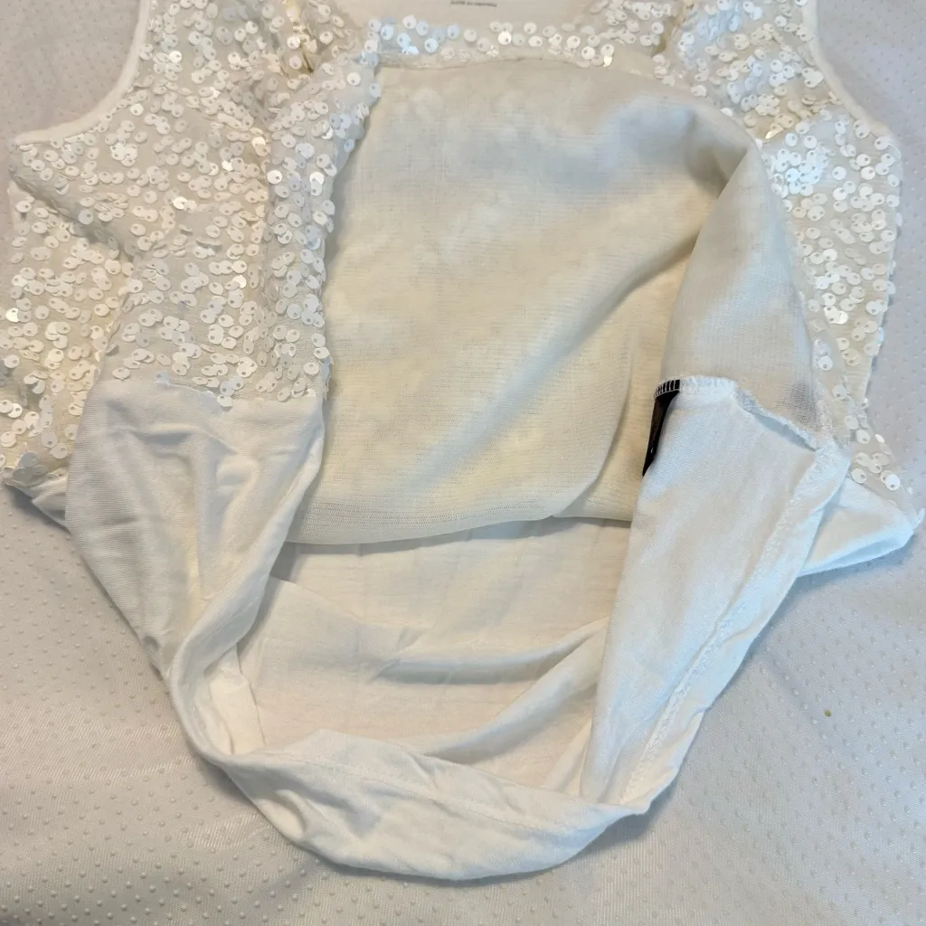 Inc International Concepts White Sequined Dressy Tank Top Women’s Size Medium - Image 9