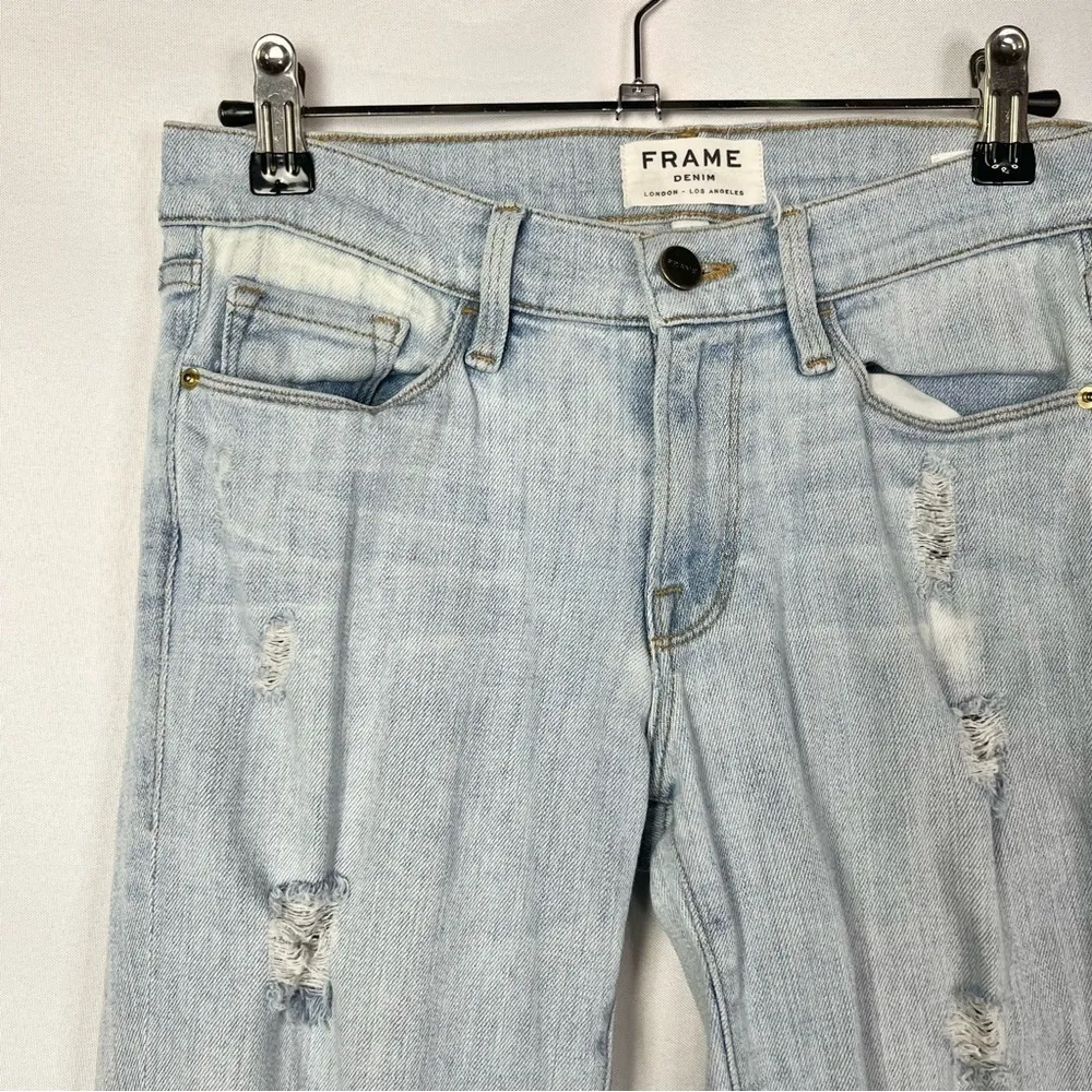 Frame Le Skinny De Jeanne Distressed Light Wash Skinny Jeans 26 - Image 4