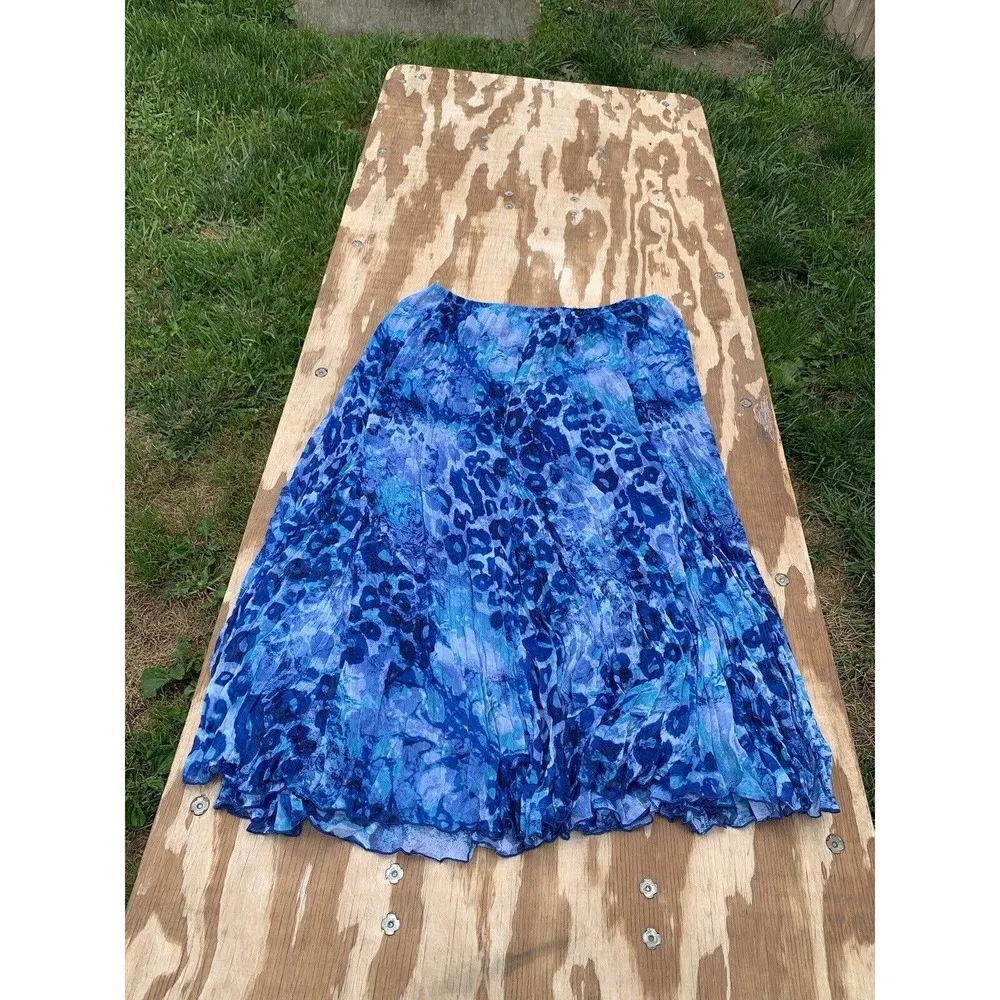 Ruby Rd Swirl‎ Blue Cottage Summer Spring Boho Peasant Maxi Skirt Size 14 - Image 3