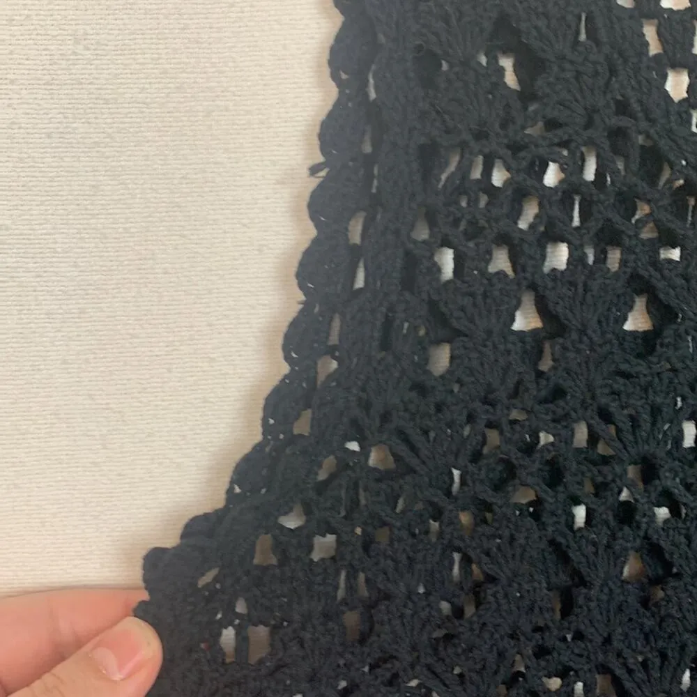 Tripp NYC womens medium black skull crochet beach swim cover grunge knit - Image 6