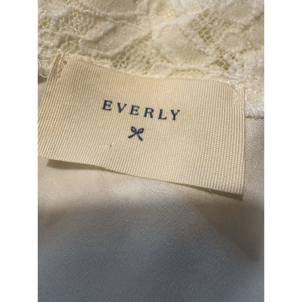 Anthropologie EVERLY Lace Overlay Cream Halter Sleeveless Top Cottage Size Small - Image 4