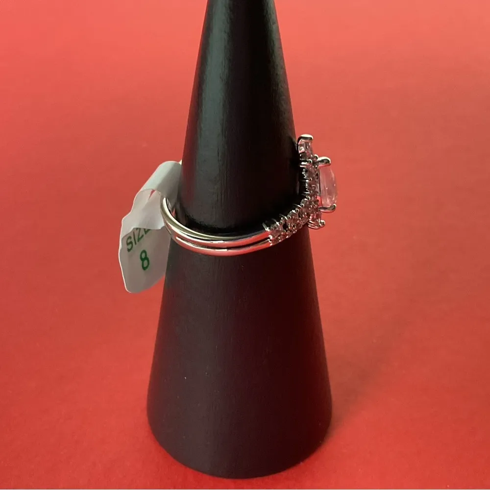 Bomb Party RBP7441 “Say It In Lights” Smithsonite/Quartz on Rhodium Sz8 Ring NWT Pink Size 8 - Image 2