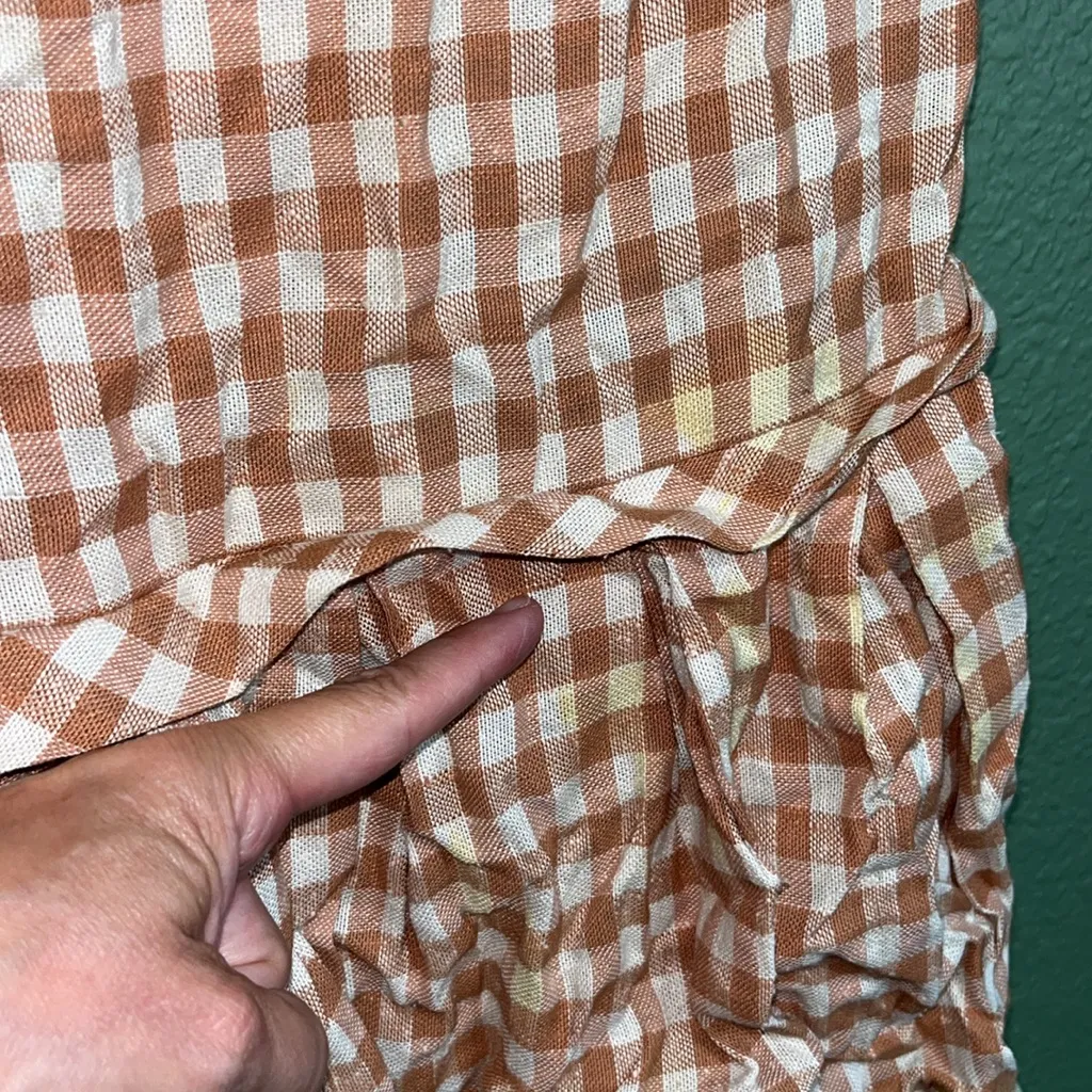 Vintage Gingham Checkered Pink Skirt Rhodes California Size M - Image 5