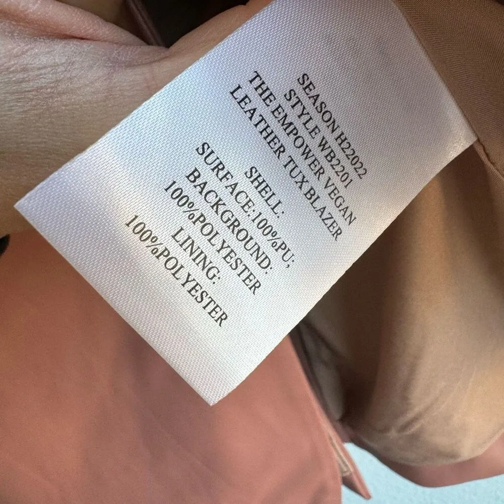 NWT Wildfang Empower Vegan Leather Tux Blazer Rose Brown Size Medium Career Pink - Image 7