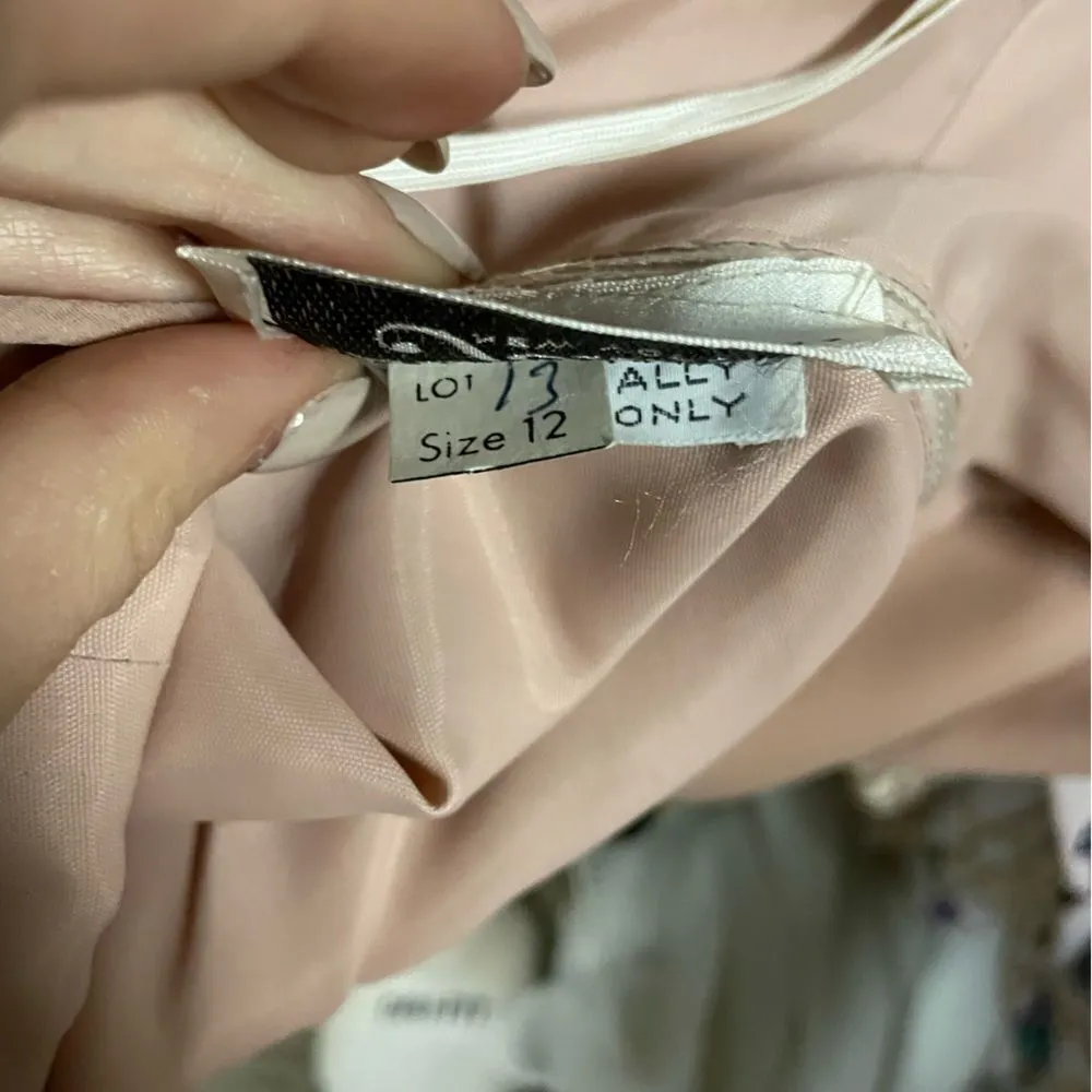 Vintage 70s Chiffon Classic Pleated Maxi Dress‎ Formal Gown Sz 6 Blush pale pink - Image 3