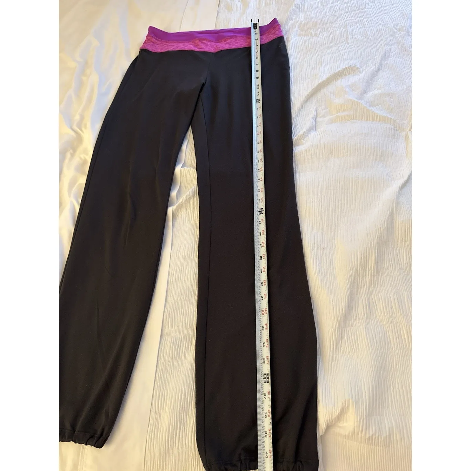 H&M Sport Leggings Women's Medium Gray Joggers Purple Waist Band - Image 4