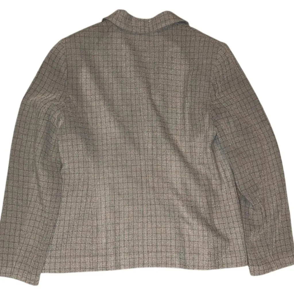 Valerie Stevens Brown plaid blazer with button closure - Image 2