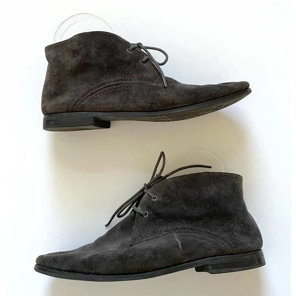 Suede Leather Bootie Boots Dark Gray Size 8 - Image 8