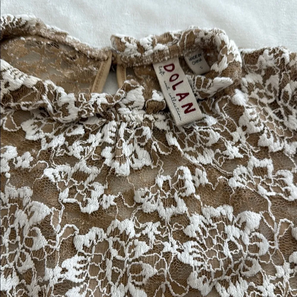 Doblan Sheer Brown Lace top Tan - Image 2