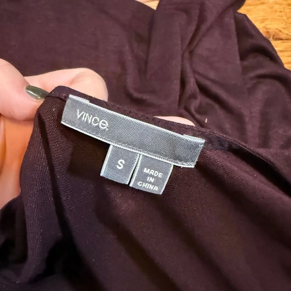 Vince Women’s Small Burgundy Wine V-neck Long Sleeve Light Shirt Top Blouse - Image 6