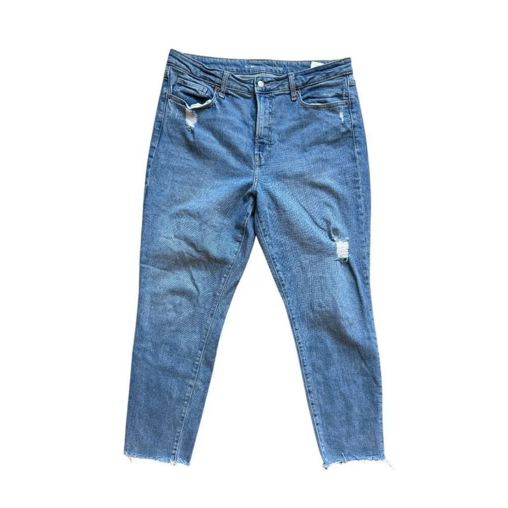 Womens Old Navy High-Waisted O.G. Straight Ripped Cutoff Ankle Jeans - Sz 14 - Image 2
