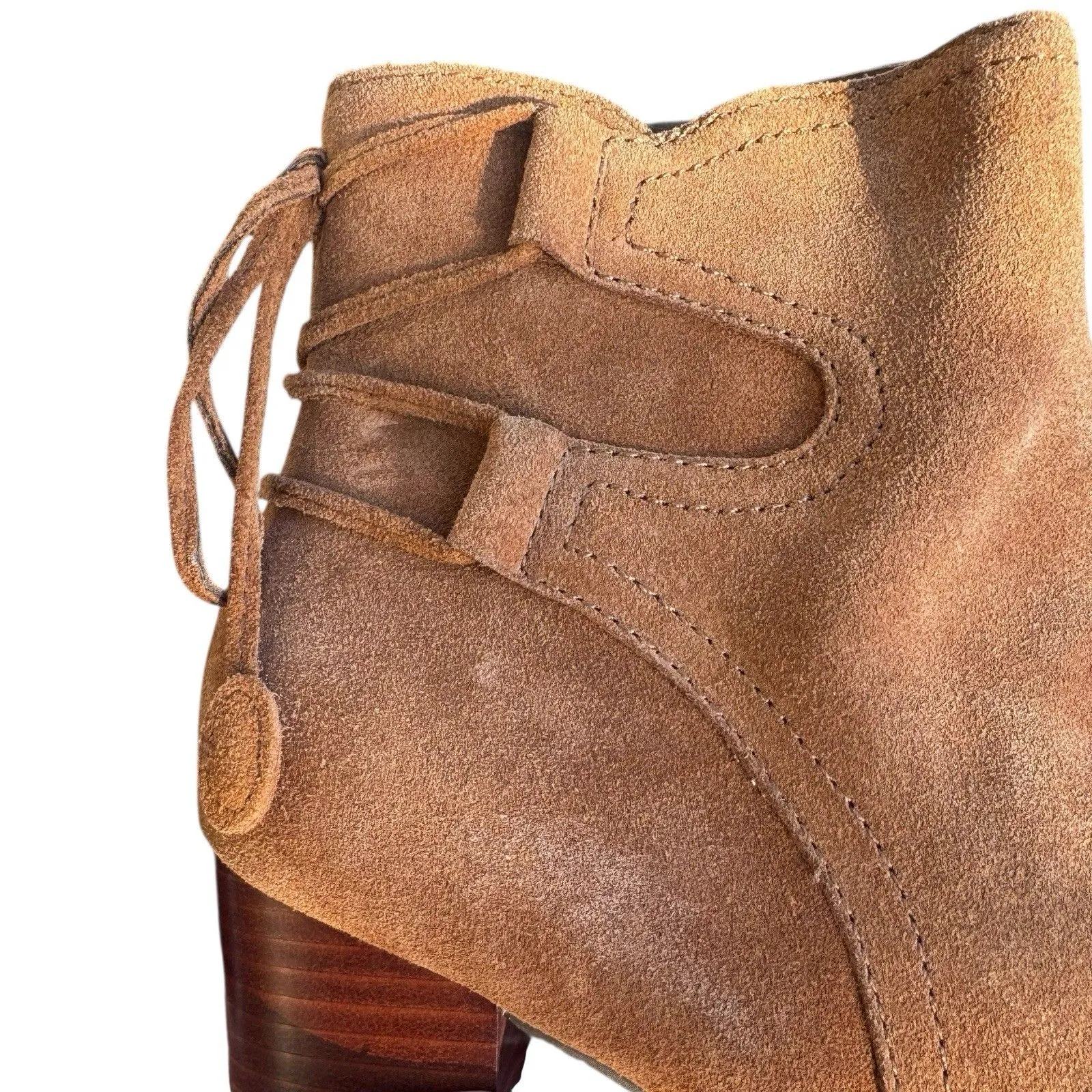 NEW VIONIC Ronnie Brown Suede Zip Heel Lace Up Ankle Booties 9.5 Classic Work - Image 7