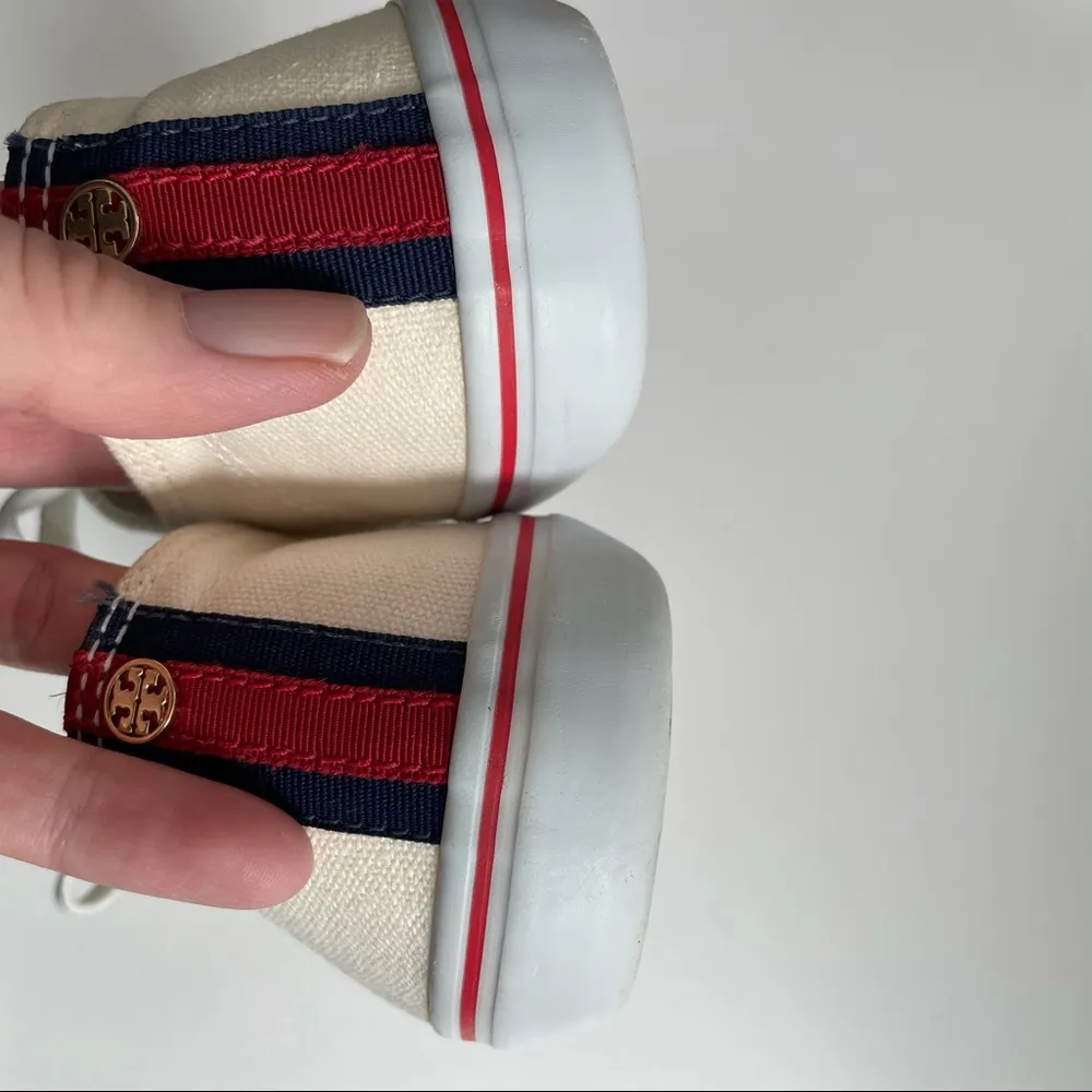 Tory Burch Murray Shoes Sneaker Flats Tennis Shoes Medallion Logo Canvas Cream - Image 13