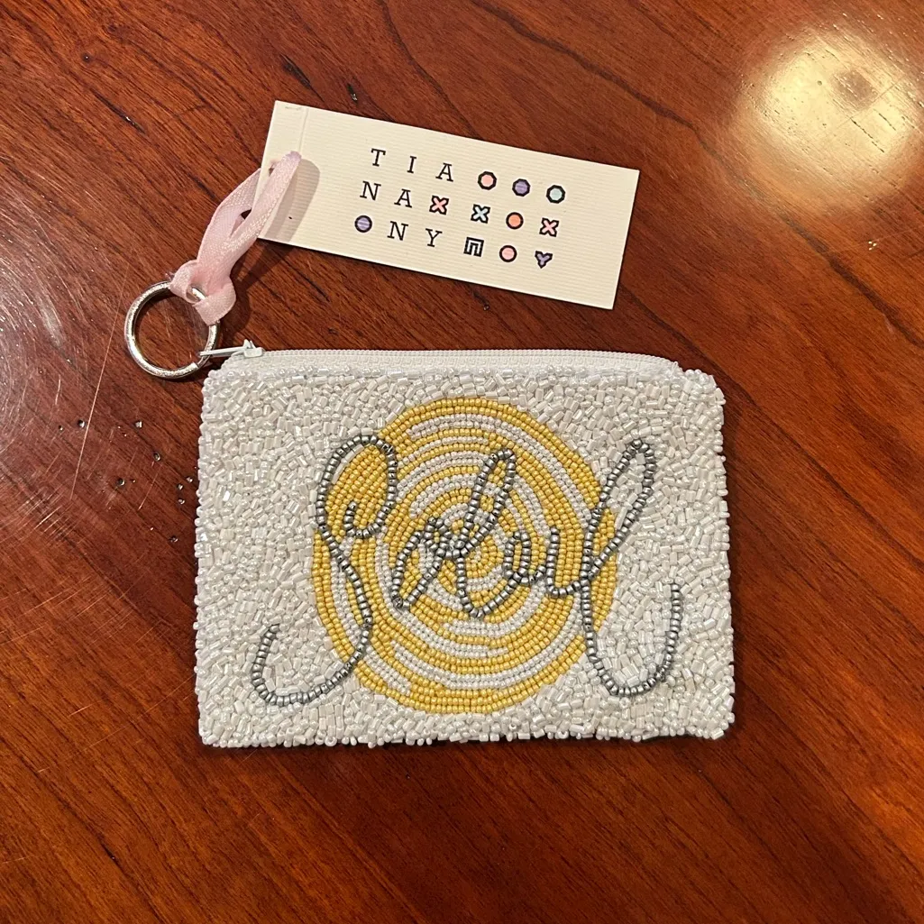NWT Tiana NY Soleil White and Yellow Beaded Coin Purse Pouch - Image 2
