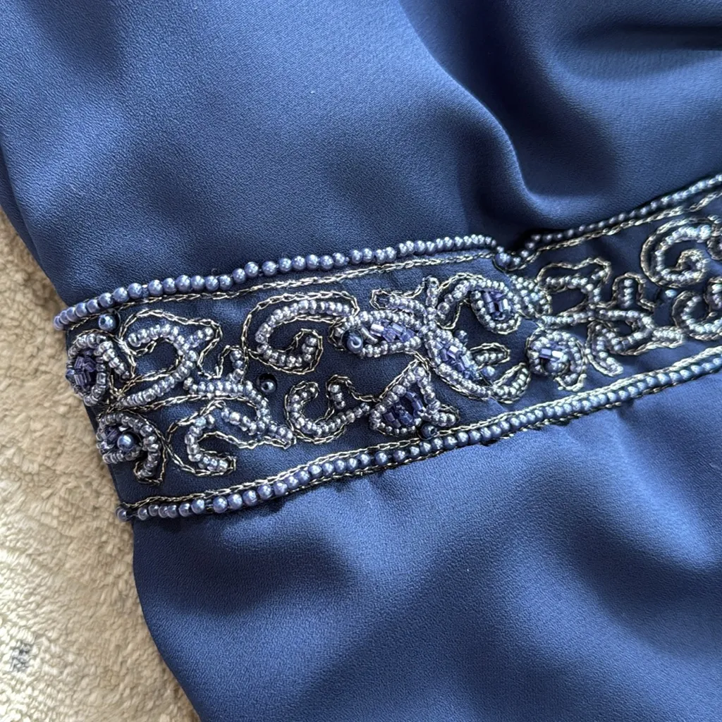 nwt // Alexia Designs formal dress with beaded detail and shawl scarf Blue Size 12 - Image 7