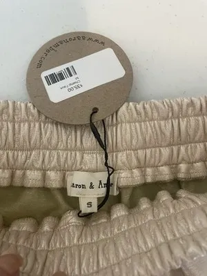 Aaron & Amber Faux Leather‎ Shorts S Champagne Metallic Pearl Drawstring NWT - Image 5