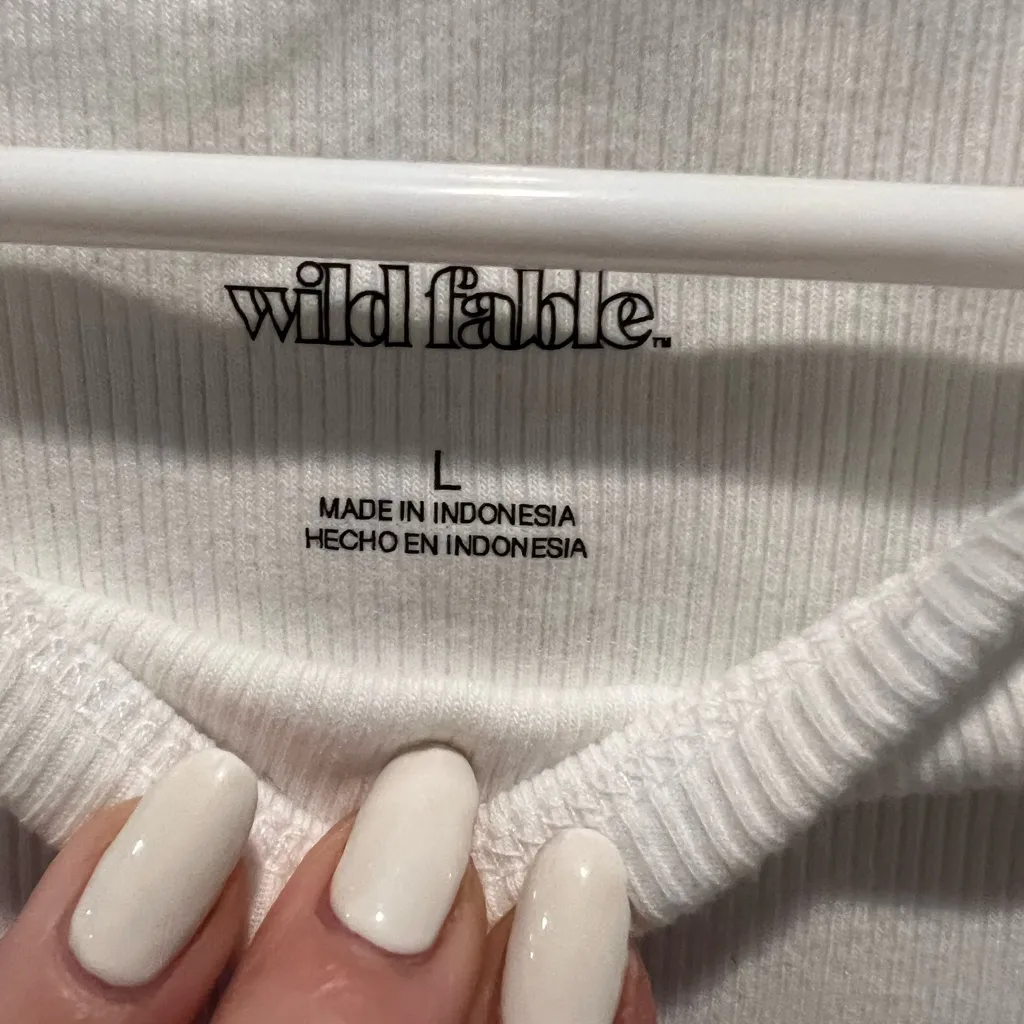 Wild fable, white ribbed tank - Image 2