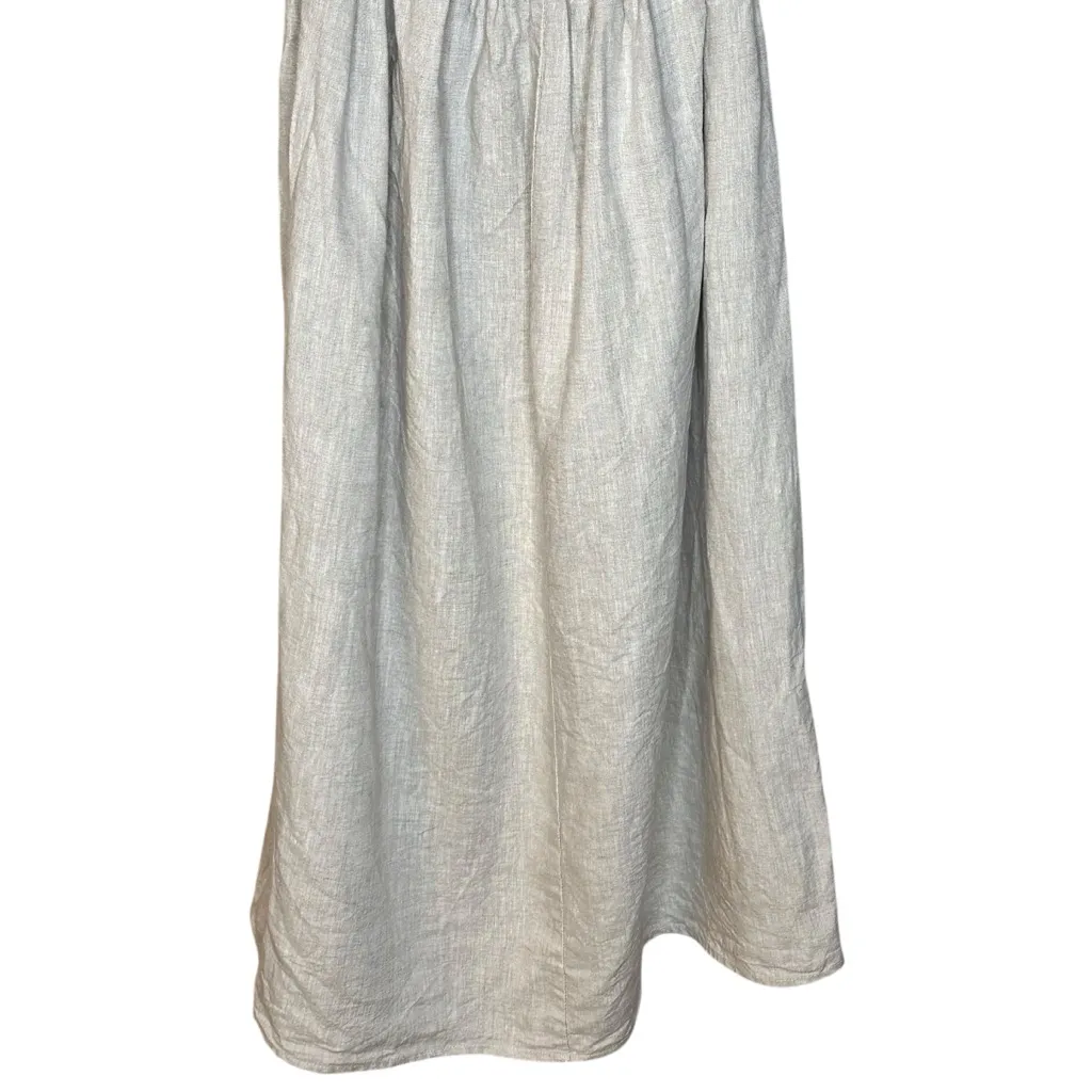 Dissh Claudia Midi Dress Puff Sleeves Backless Natural Linen Beige Size 8 Tan - Image 10