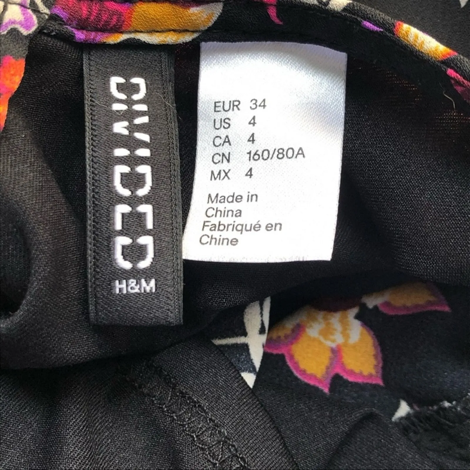 H&M Divided Y2K Floral Mini Dress Bell Sleeves Drop Waist Size 4 - Image 5