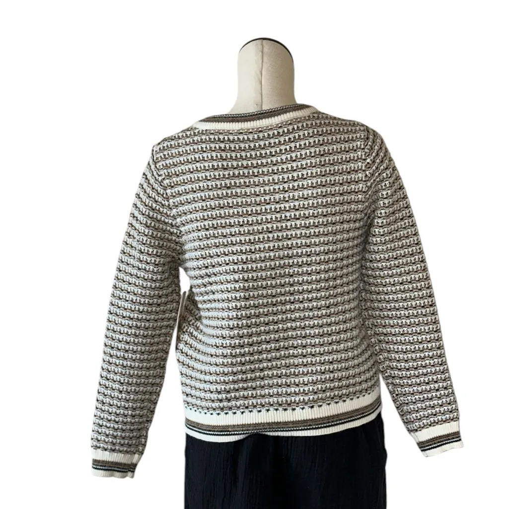 NWT Nanette Lepore Cardigan Camel / Cream  Cozy  Boucle Tweed Cardigan Jacket S - Image 5