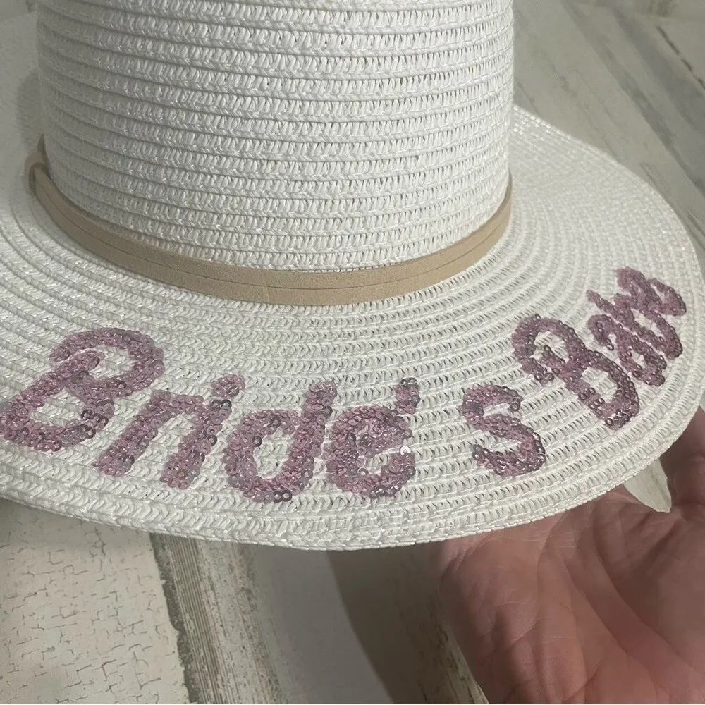 Simply Southern Brides Babe Sequin White Straw Hat Bachelorette Bridal‎ Shower - Image 3