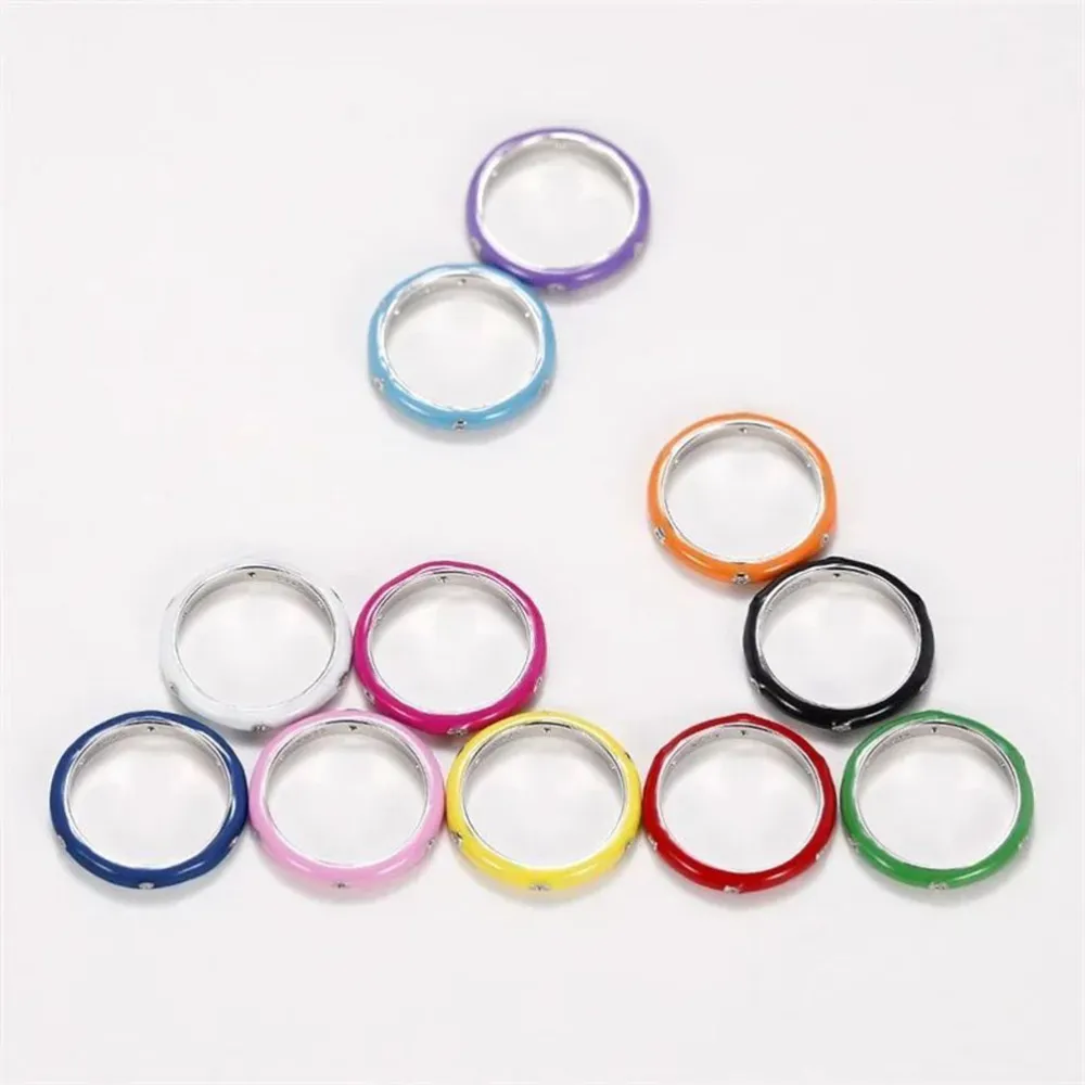 Women's Pave’ Diamond Black Enamel Stackable‎ 925 Sterling Silver Ring Size 8 - Image 4