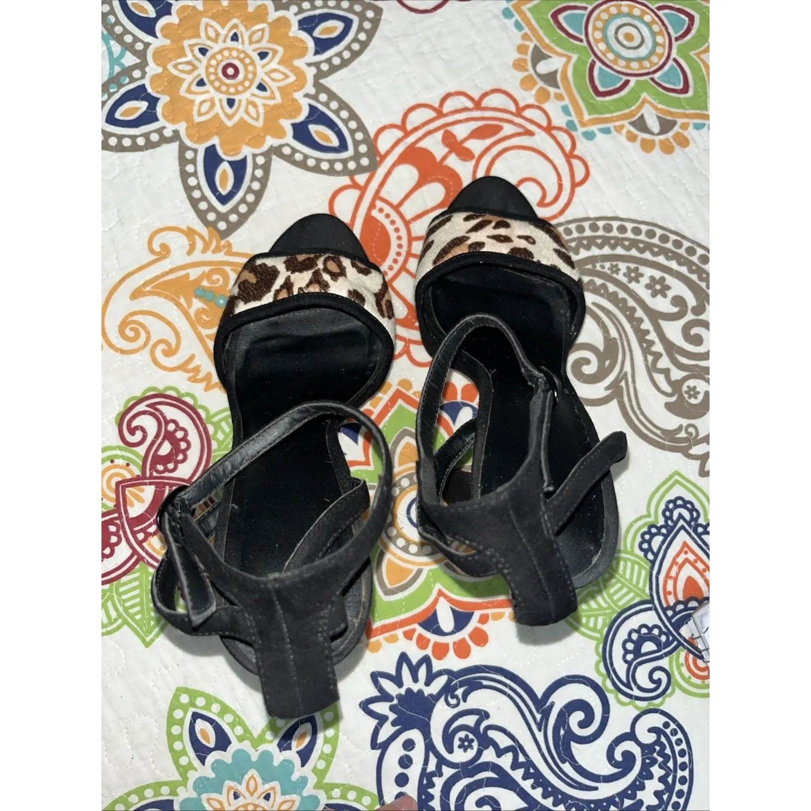 ASOS Platform Heeled Animal Print Sandal Faux Suede Size 5 - Image 5