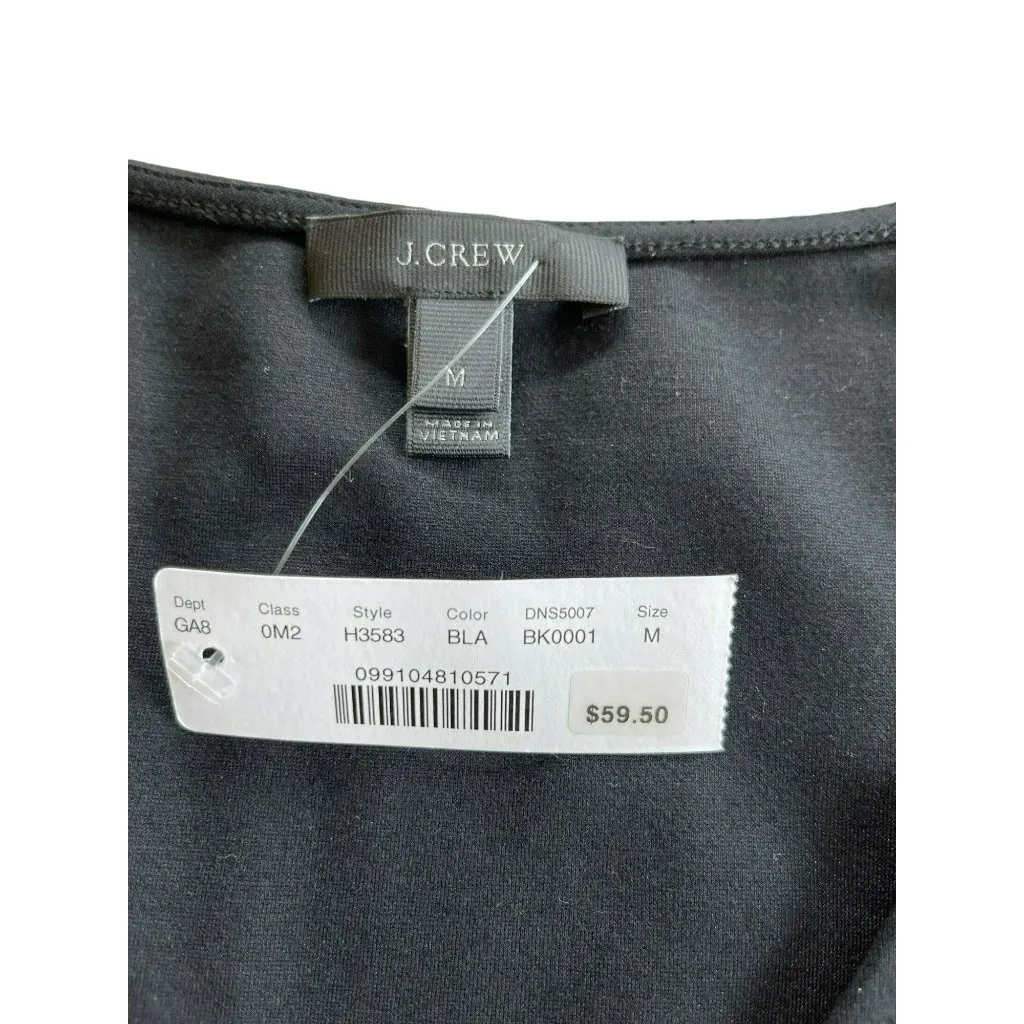 J Crew Black Velvet Top Size Medium Ruffle Bottom Women's Peplum Sleeveless NWT - Image 3