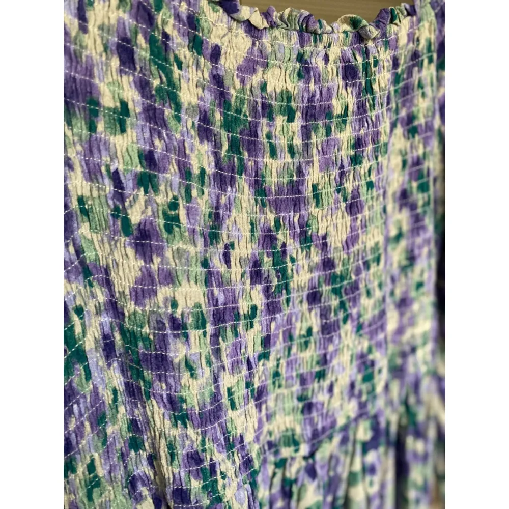 Angel Maternity Ditsy Floral Smocked Dress Cottagecore Romantic Spring Summer M White Size M - Image 7