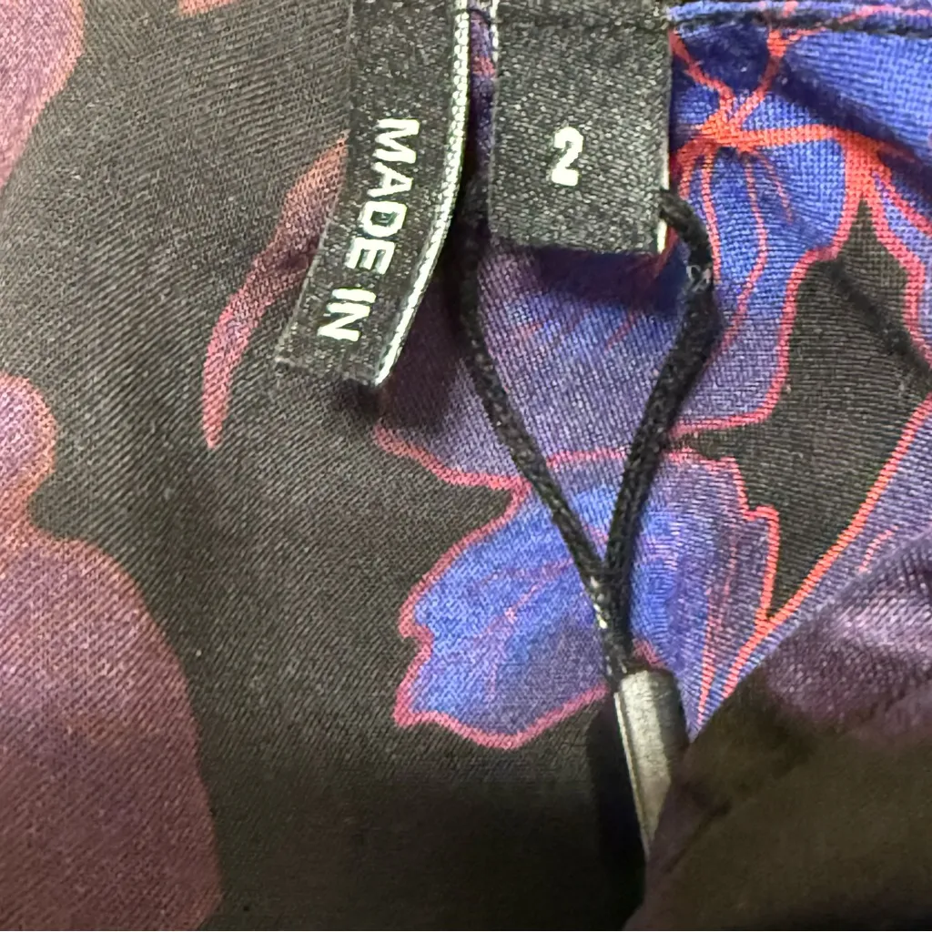 The Kooples Iris Floral Twist Knot Mini Dress Purple Black NWT Size 2 - Image 7